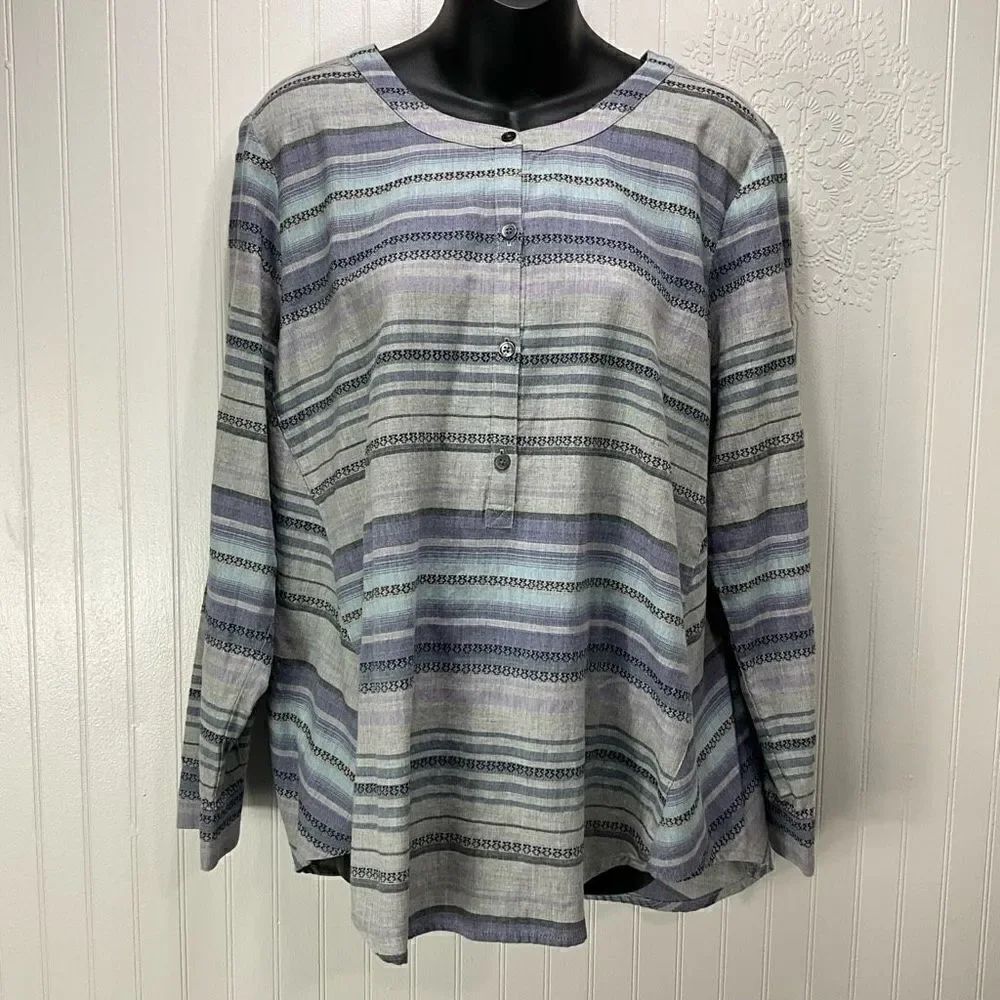 J. JILL 100% cotton 1/2 button down Blouse